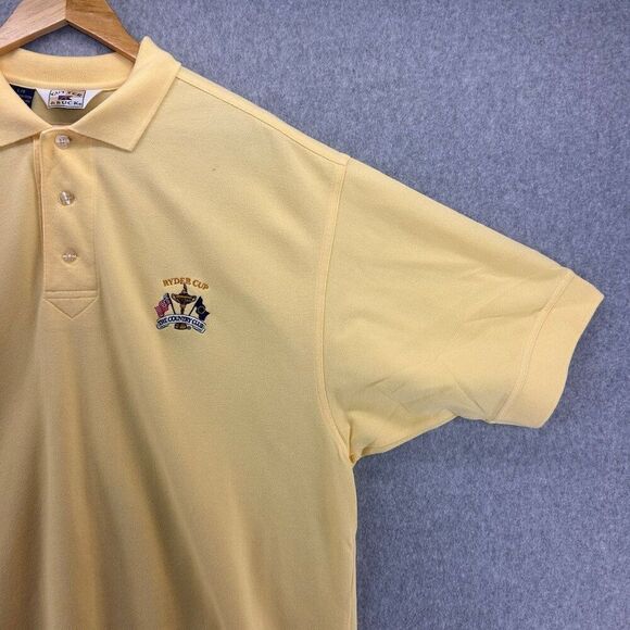 Men's Cutter & Buck Size Large Ryder Cup The Country Club Yellow Polo Shirt Golf - Picture 3 of 10